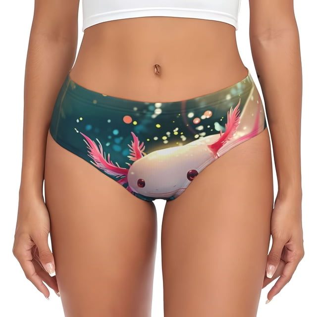 Balery Whimsical Axolotl Fantasy Ropa Interior de Algodón para Mujer con Dibujo – Braguitas Cómodas y Elásticas, Estilo Clásico-X-Small