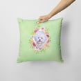 thumbnail image 2 of Carolines Treasures CK4280PW1414 Bichon Fris? 2 Green Flowers Fabric Decorative Pillow  14Hx14W multicolor, 2 of 4