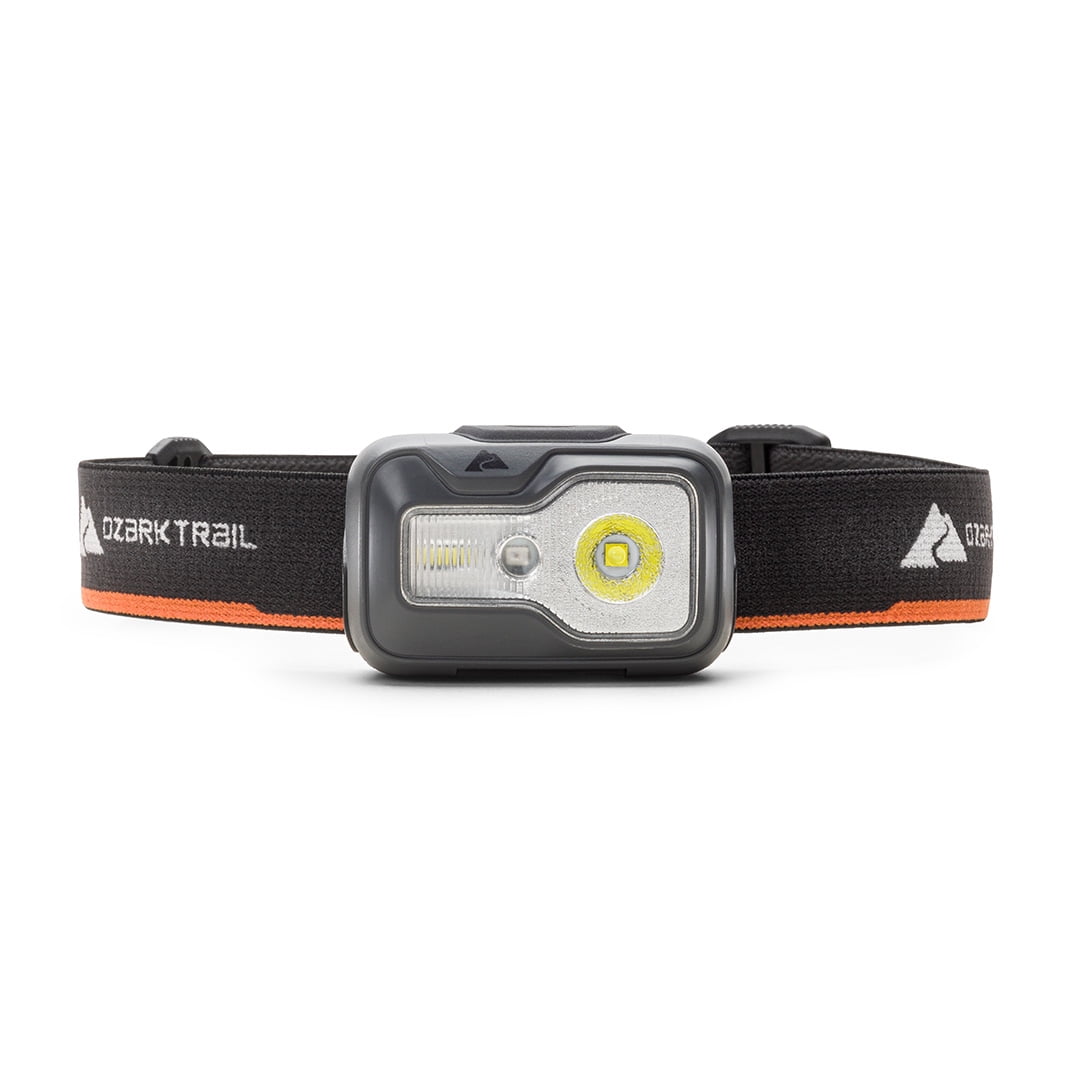 (2 pack) Ozark Trail 500 Lumen LED Headlamp – Multi-Color, Lightweight, Water Resistant, 4 Modes, 3 AAA Batteries Included – Gray/Orange
