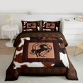 thumbnail image 3 of Homewish Cattle Hide Bedding Comforter Set,Rustic Horseshoe Twin Comforter Sets,Western Cowboy Bedding Set For Teens,Super Cozy Room Decor Reversible,2 Pieces, 3 of 9