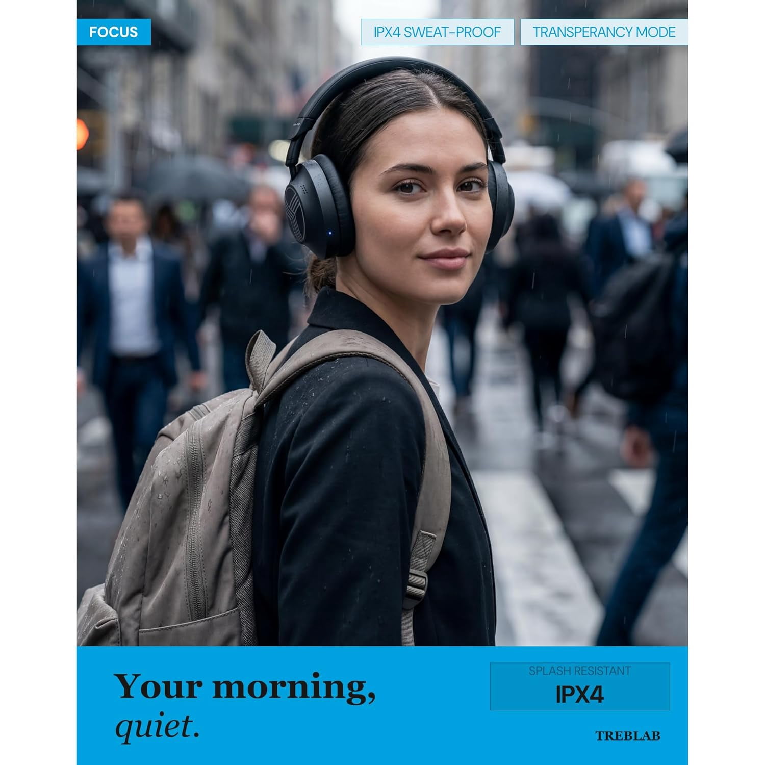 TREBLAB Z7-Pro Hybrid Active ANC Over-Ear Bluetooth Headphones for Work, Travel and Focus, All-Day Comfort, 38H Playtime, Foldable Wireless Headphones Noise Cancelling with Carrying Case