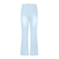 thumbnail image 5 of Usmixi Womens Vintage Button High Waist Jeans Casual Solid Lightweight Stretchy Denim Long Pants Going out Party Fashion Flared Trousers with Pocket Light Blue XL, 5 of 6