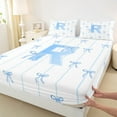 thumbnail image 3 of Castle Fairy Personalized Initial Letter R 4 Pieces Queen Sheet Sets for Children Women Men,Bow Tie Stripes Ultra Soft Flat Sheet,Monogrammed Alphabet Queen Fitted Sheet,Breathable Home Decor, 3 of 7