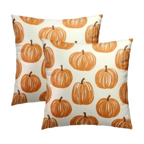 Pumpkin Fall Throw Pillow Cover 18x18 Inch Set of 2, Autumn Decorative Outdoor Cushion Cover for Sofa Couch