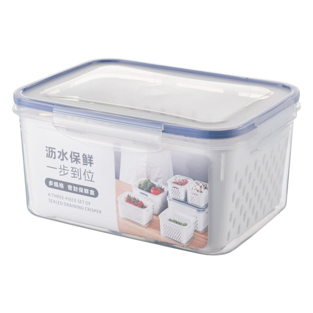 Contenedores de almacenamiento de frutas y verduras para el drenaje del refrigerador Contenedores frescos Contenedores de almacenamiento de productos 3 en 1 Contenedores organizadores grand Wmkox8yii qwyer494