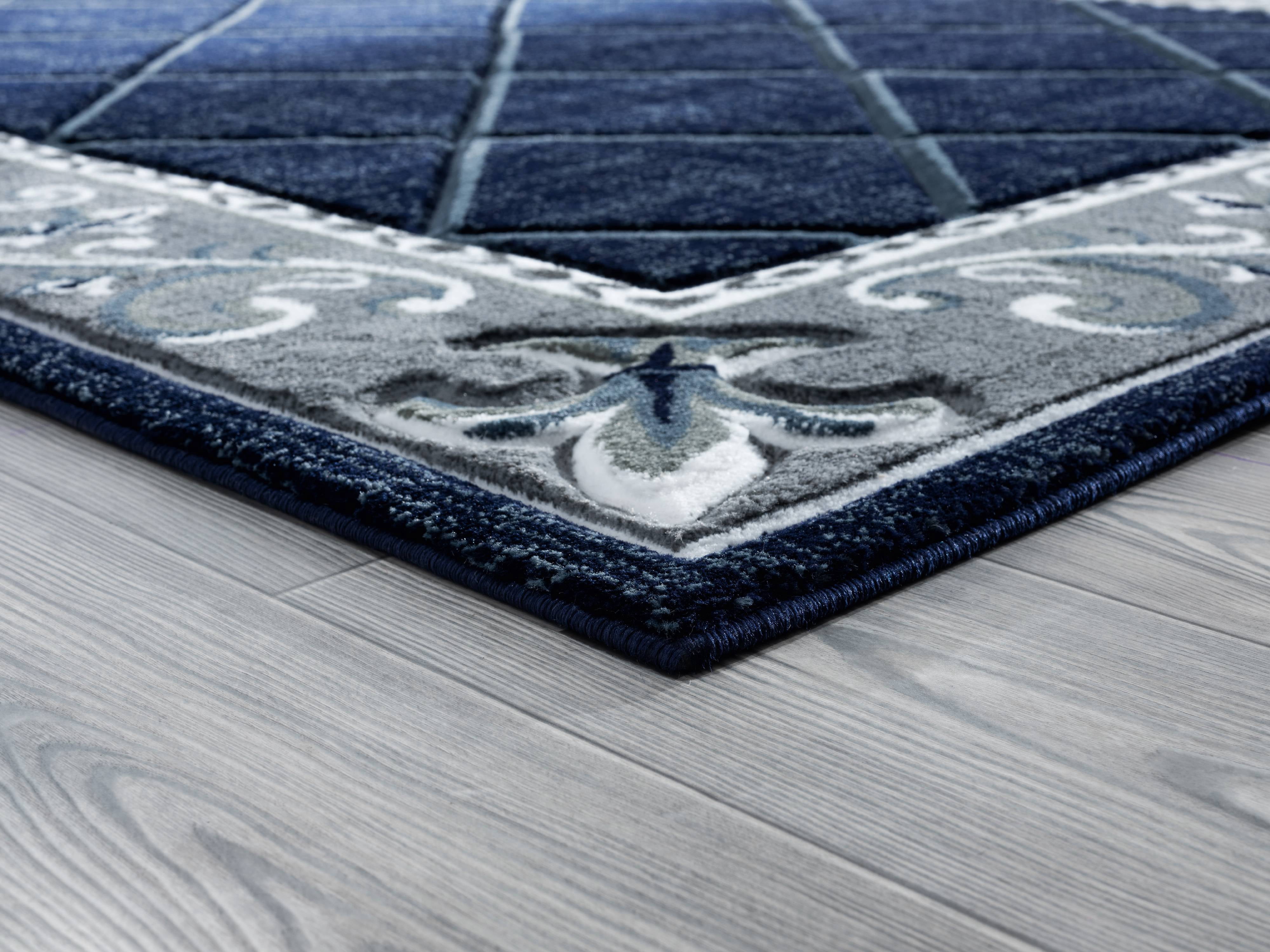 United Weavers Drachma Kengsley Transitional Border Accent Rug, Navy, 1'10" x 2'8"