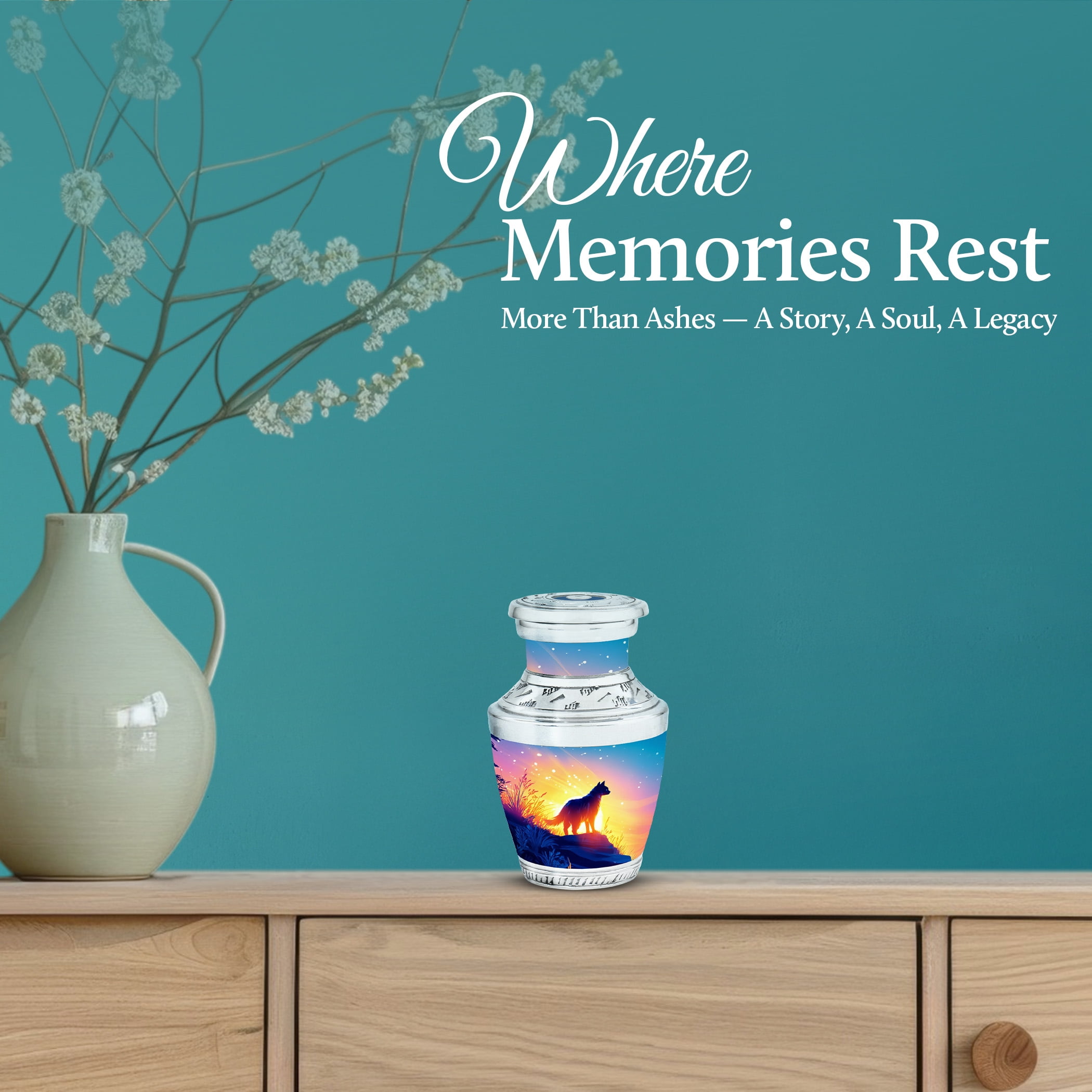 SABURIAL Cat Funeral Urns for Ashes - Human Remains for Mom & Dad - 3 Inch - Pack of 1 - Keepsakes Urn for Ashes - Cremation Burial Urn - Miniture Urns for Mom & Dad