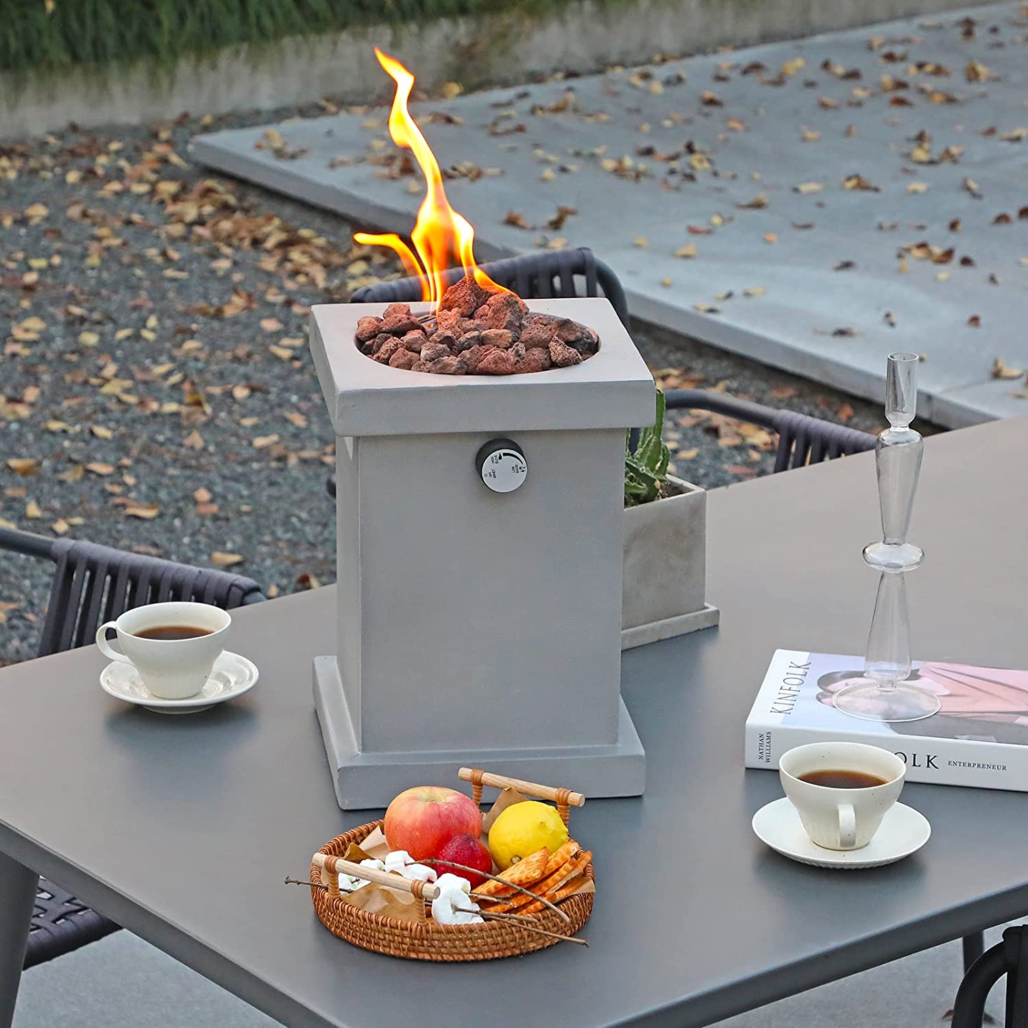 Propane Portable Tabletop Fireplace, 10 Inch Round Tabletop Gas Fire Bowl, 10,000 BTU with Lava