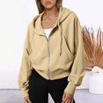 thumbnail image 2 of Hoodie Women Casual Oversized Hoodie Streetwear Look Hoodies For Women Full Zip Up Cropped Sweatshirts Casual Hooded Pullover Sweaters Tops, 2 of 5