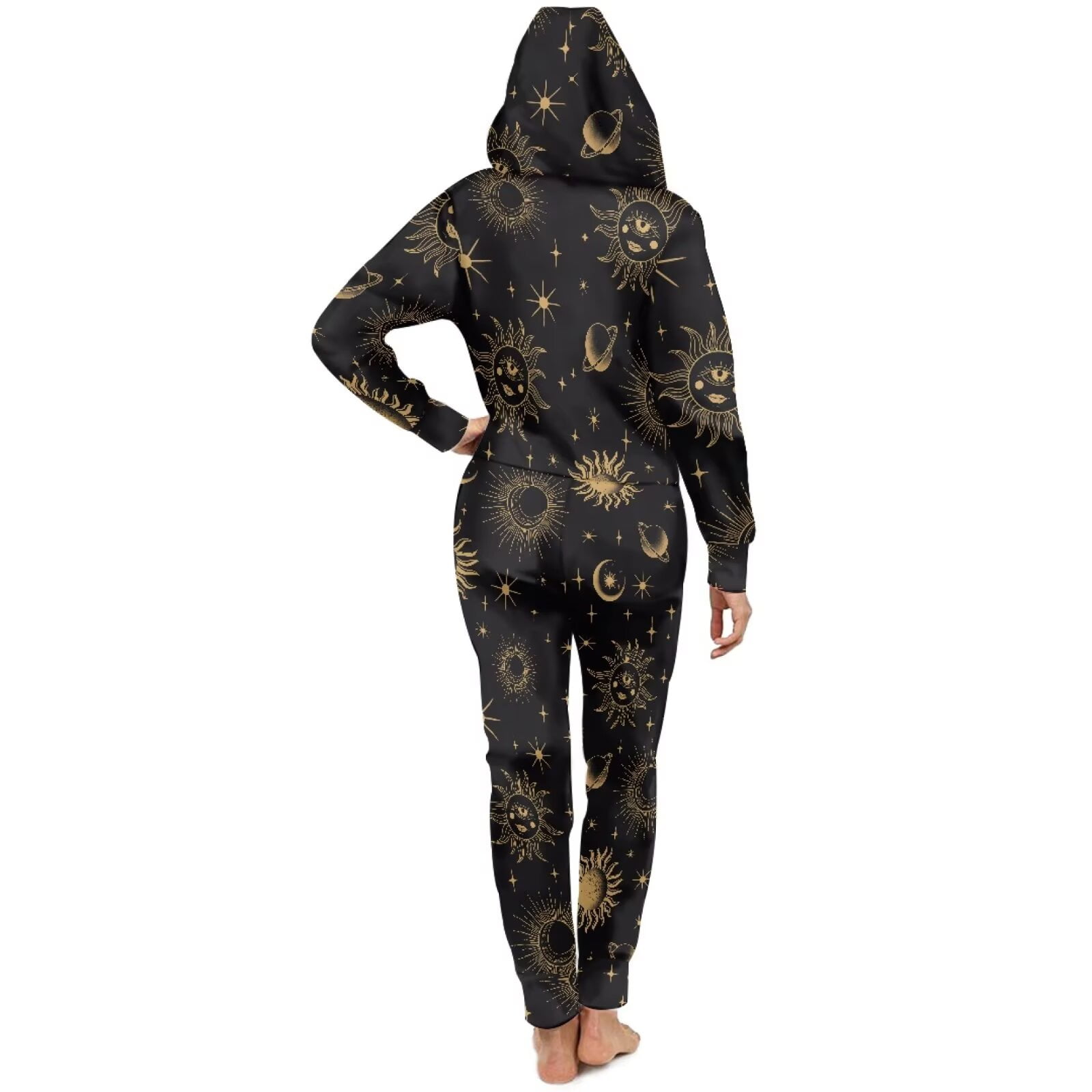 POLERO Halloween Theme Skull&Sun Print One Piece Pajames with Pocket Zipper Onesie Sleepsuit for Men Women, Size 4XL