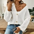 thumbnail image 4 of Women's Casual Cardigan Solid Color Button Sweater Short Long Sleeve Coat Jacket, 4 of 8