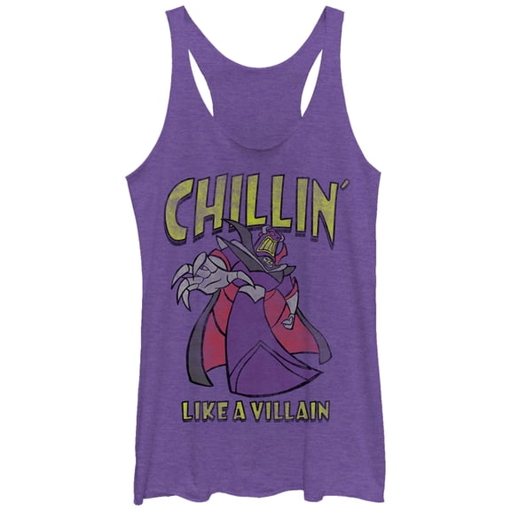 Women's Toy Story Emperor Zurg Chillin Like a Villain  Racerback Tank Top Purple Heather 2X Large