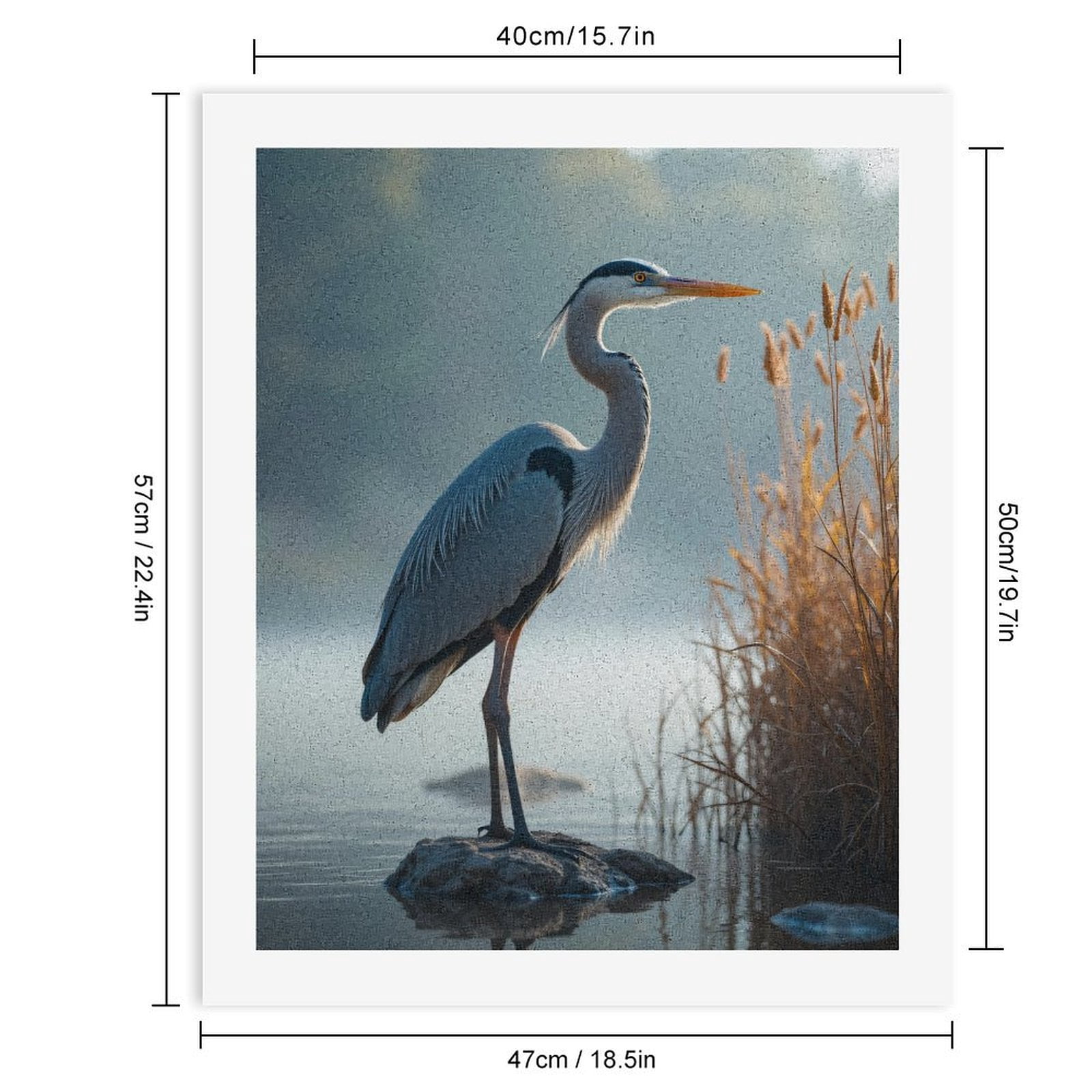 Paint By Numbers Kit for Adults Beginner - DIY Heron Tranquil Pond Morning Canvas Painting Kits for Adults, Frameless Paint By Number for Adults for Home Wall Decor 16x20 Inch