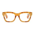 thumbnail image 2 of 4 Pairs of Thick Oversize Square Reading Glasses for Women and Men, Blue Light Blocking Yellow Tortoiseshell Spring Hinge Readers +3.00, 2 of 5
