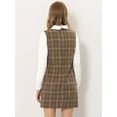 thumbnail image 4 of DARING DIVA Plaid Peter Pan Collar Long Sleeve Check Shift Dress S Brown, 4 of 6