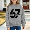 thumbnail image 2 of Fiaer 67 Pullover Tops for Kids Six Seven Sweatshirt Long Sleeve Drop Shoulder Loose Fit Casual Fashion Tee,Size 1-12 Years Grey 160, 2 of 4