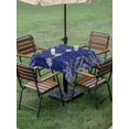 thumbnail image 3 of Outdoor Tablecloth with Umbrella Hole and Zipper, Christmas Snowflakes Square Table Cloth 60x60 Inch Waterproof Tablecloth, Winter Xmas Pine Leaf Navy Blue Picnic Table Cover for Patio Camping, 3 of 7