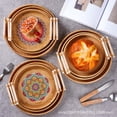 thumbnail image 4 of Rattan Woven Bread Basket Round Woven Cracker Tray with Handles for Serving Dinner Parties Picnic Basket Breadfruit Tabletop Storage Basket Home Accessories, 4 of 6