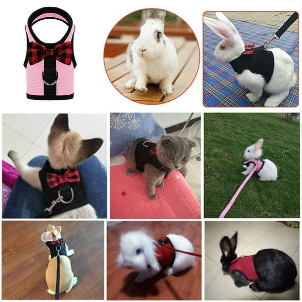Guinea Pig Harness and Leash Soft Mesh Small Pet Harness with Bowknot Bell No Pulling Comfort Padded Vest for Guinea Pigs Ferre