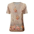 thumbnail image 3 of Birdeem Fashion Women Round Neck Short Sleeve Print Button Pocket Casual Tops, 3 of 4