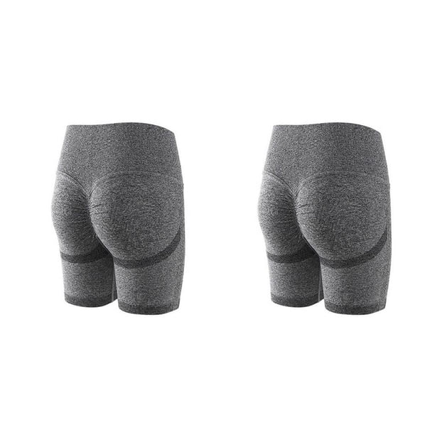 Soidarity Pantalones cortos deportivos de cintura alta para mujer, para levantamiento de cadera, Yoga, gimnasio, entrenamiento, Fitness gris S 2Conjunto