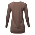 thumbnail image 3 of A2Y Women's Basic Solid Soft Cotton Long Sleeve Crew Neck Top Shirts Brown M, 3 of 3