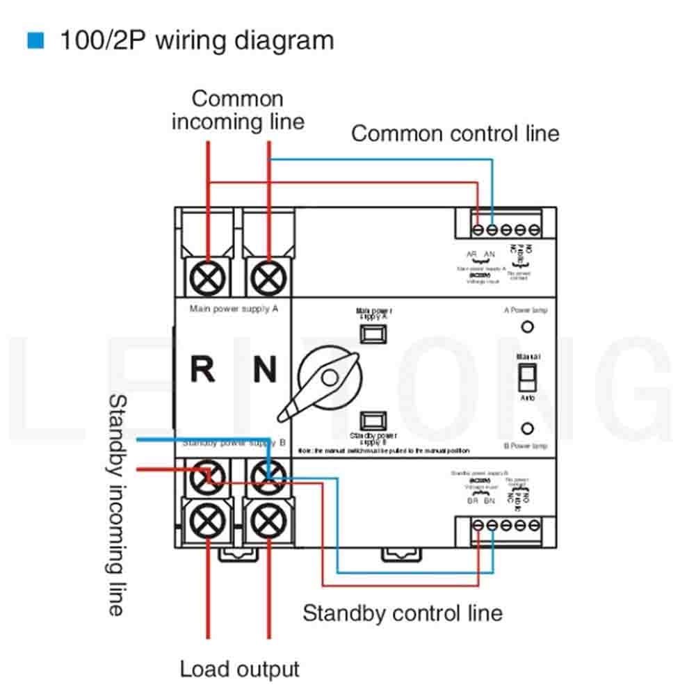 2P Automatic Transfer Switch 230Vac 63A Dual Power Uninterrupted Transfer Switch