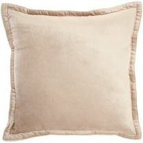 Mina Victory Sofia 20x20" Square Solid Velvet Flange Throw Pillow in Blush Pink