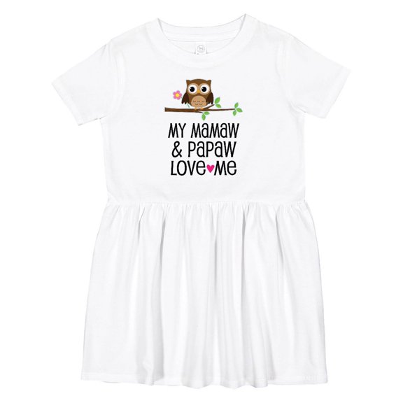 Inktastic Mamaw and Papaw Girl Granddaughter Owl Girls Toddler Dress