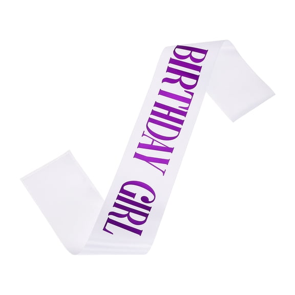 Uxcell Birthday Girls Sash with Pin Purple Lettering Party Favors Supplies Decorations Accessories for Women Costume Gifts Sweet Birth Day, White