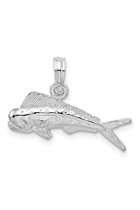 925 Sterling Nautical Sea Life Charm, Polished Mahi-Mahi Fish Pendant