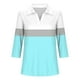 thumbnail image 3 of Camiseta de Solapa de Cuello en V de la Manga Superior de 3/4 de las Mujeres, Uso Diario Cómodo Casual, 3 of 4
