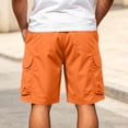 thumbnail image 4 of Men Beach Shorts Pink Men's Cargo Shorts with Multi-pocket, Elastic Waist Straight Leg Shorts, Summer Fashion Casual Beach Short Pants Orange XXL, 4 of 6