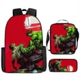 thumbnail image 2 of Mochila con estampado de dibujos animados de Hulk, bolso bandolera, estuche para lápices, juego de 3 piezas, mochila escolar para estudiantes, juego de papelería, 2 of 5
