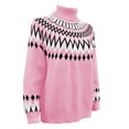 thumbnail image 5 of sususu Fall Sweaters for Women Lightweight Knitted Sweater Fairisle Pattern Crewneck Long Sleeve Loose Pullover Jumper Top,A01-Pink,XXXL, 5 of 5