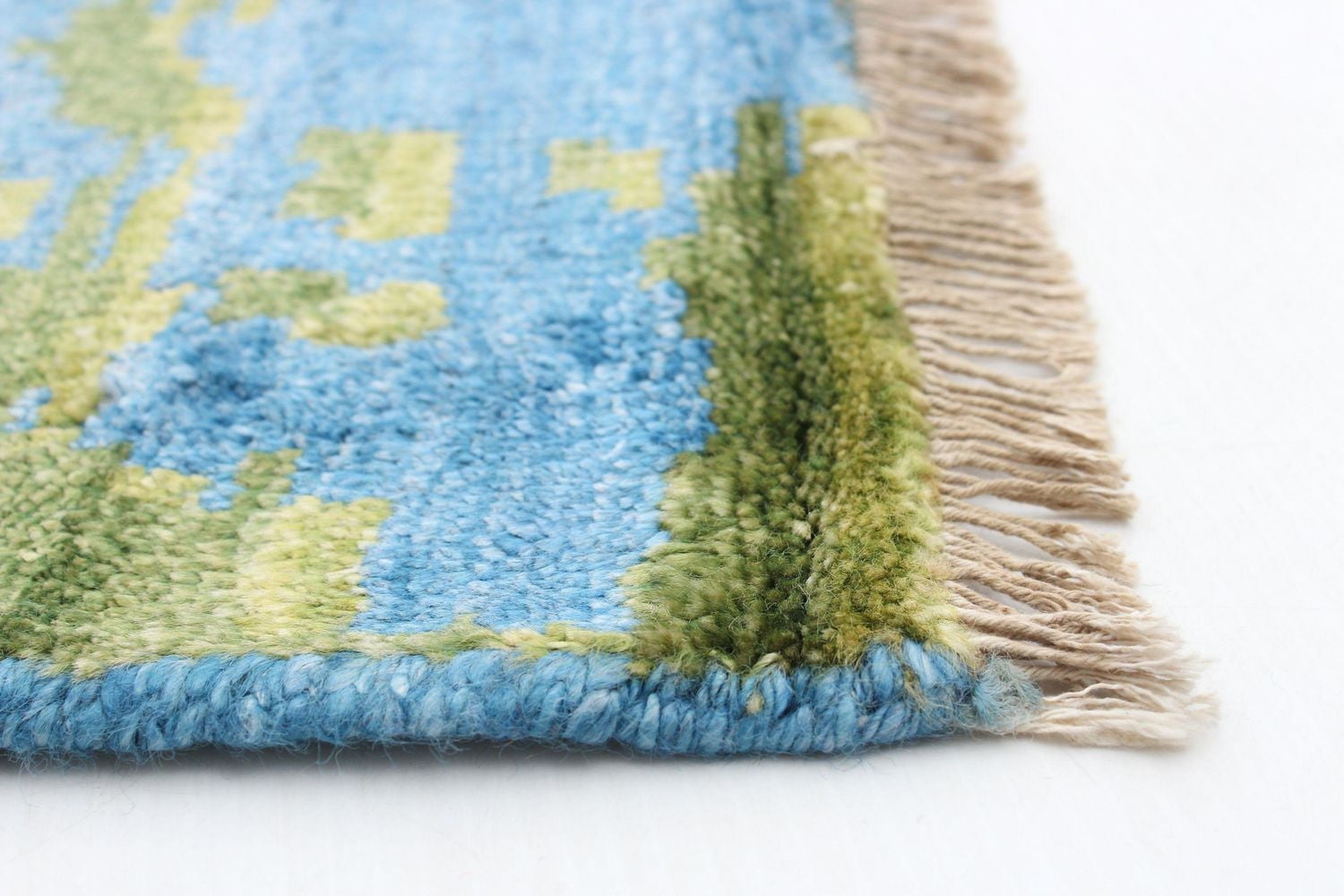 ECARPETGALLERY 5'6" x 7'7" Bordered Jules Oushak Hand-knotted Area Rug for Living Room, Dining Room and Bedroom in Blue