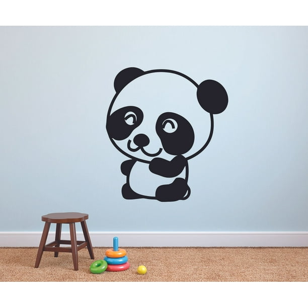 Cute Baby Panda Cute Sweet Zoo Animal Cartoon Character Wall Art Decal Vinyl Sticker Girls Boys Room Bedroom Nursery Kindergarten House Fun Home Decor Wall Art Removable Vinyl Sticker 10x8 Inch