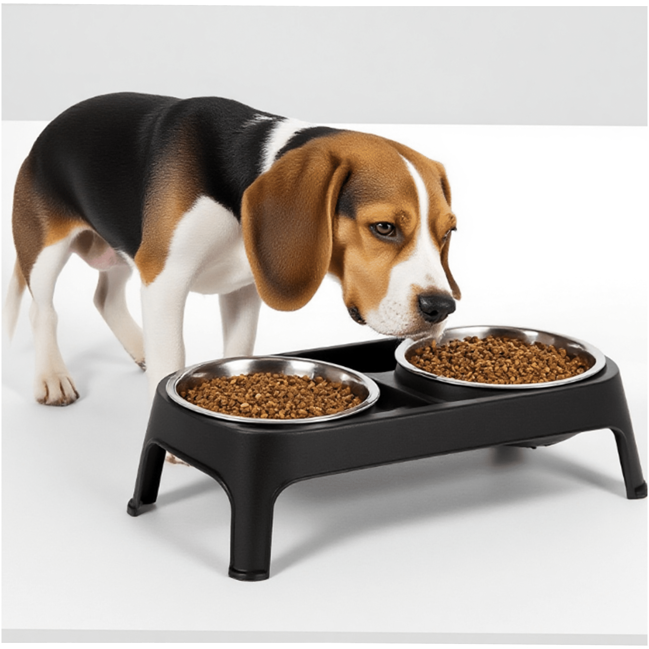 JERFIT Heavy Duty Elevated Dog Bowls Stand with 2 Stainless Steel Bowls, Non-Slip Iron Pet Feeder Station for Medium Large Dogs, Anti-Vomit & Better Digestion Feeding Bowls, Black