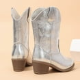 thumbnail image 4 of newwalpole Kids Cowboy Boots - Cowboy and Cowgirl Boots for Boys and Girls, Mid-Calf Square Toe Western Rodeo Boots with Embroidery and Side Zipper (Toddler/Little Kid/Big Kid) Silver for Size 13, 4 of 9