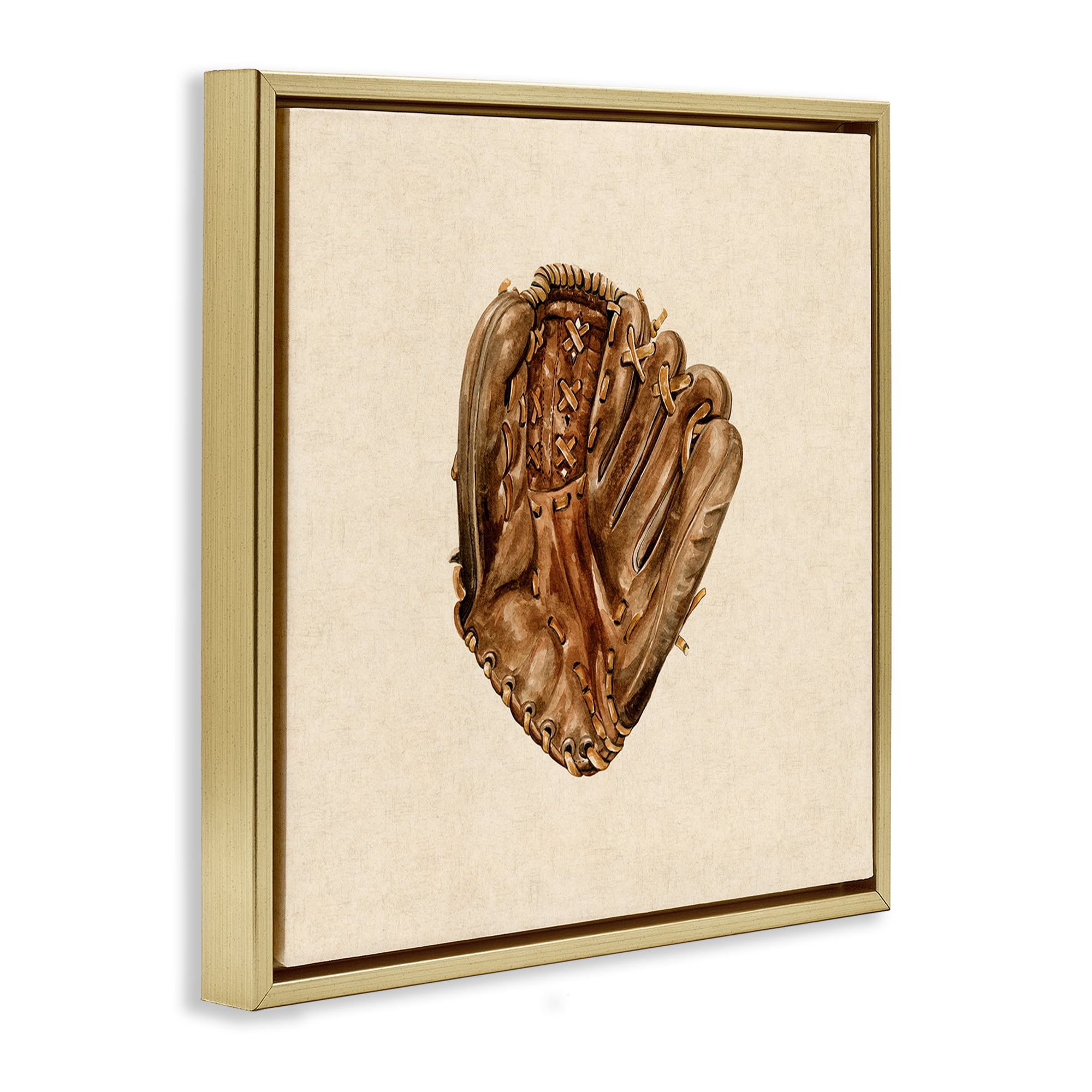 Stupell Industries All Star Baseball Glove Gold Framed Floater Canvas Wall Art, design by Bethany Sandoval