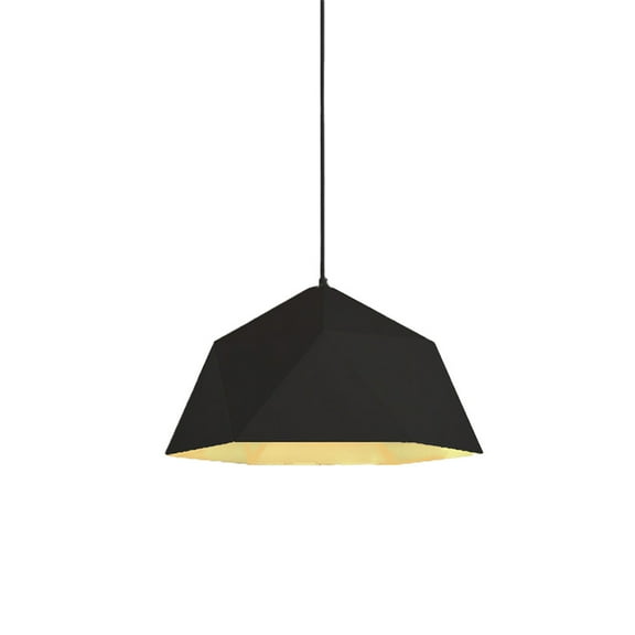 Lampara de techo colgante vintage poligonal ilios innova  39 cm de diámetro negro con blanco