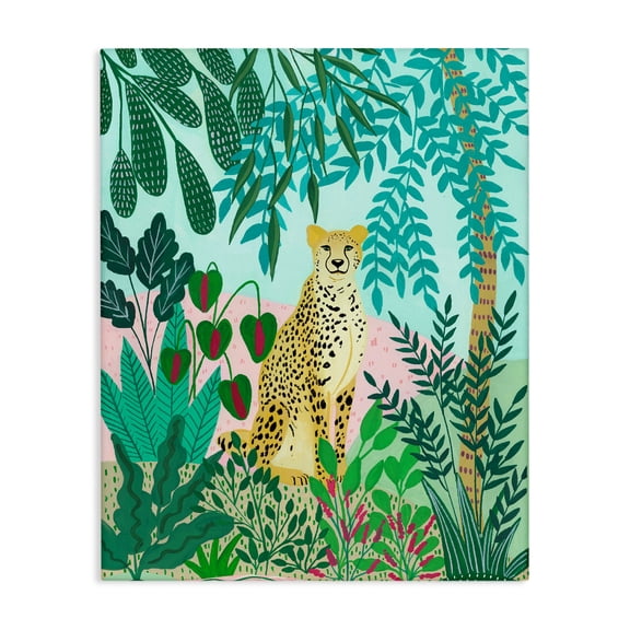 Stupell Industries Tropical Stoic Leopard Tropical Forest Canvas Art, 16 x 20, by Nabeela Rumi
