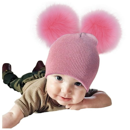 

Baby Girls Boys Crochet Knit Winter Warm Furs Ball Hat Beanie Cap