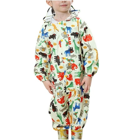 

TAIAOJING Baby Romper Fashion Coverall One Children s Cartoon Rain Relective Raincoat Piece Hooded Girls Romper&Jumpsuit Onesie Outfit 7-10 Years