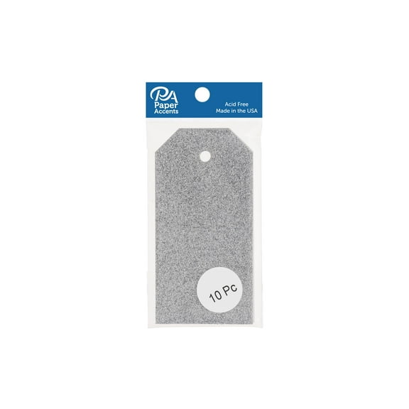 Craft Tags 2.125x4.25 10pc Glitter Silver