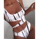 thumbnail image 4 of Gibobby Trajes de baño mujer una pieza Traje de baño de una pieza para mujer Traje de baño Recorte Bikini Estampado Push-Up Trajes de baño Tankinis Set(Blanco,CH), 4 of 4