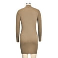 thumbnail image 3 of Gvmfive Women's Sexy Long Sleeve Solid Buttons Skinny Mock Neck Mini Dress, 3 of 4
