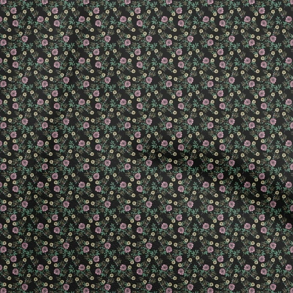 oneOone Polyester Spandex Black Fabric Floral Quilting Supplies Print Sewing Fabric By The Yard 56 Inch Wide