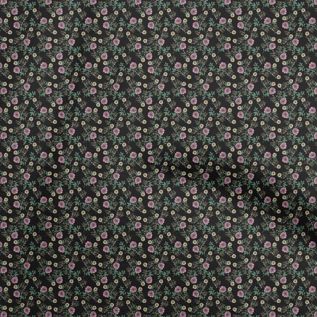 oneOone Velvet Black Fabric Floral Sewing Craft Projects Fabric Prints By Yard 58 Inch Wide