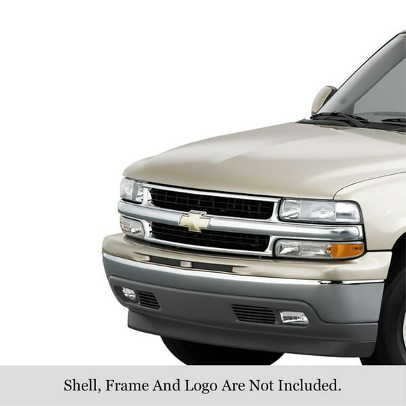 1999-2002 Chevy Silverado 1500/2000-2006 Chevy Suburban/ Tahoe Only For Z71 And With Round Fog Lamps Tow Hook Stainless Steel Black Powder Coated Finish Horizontal Billet Grille